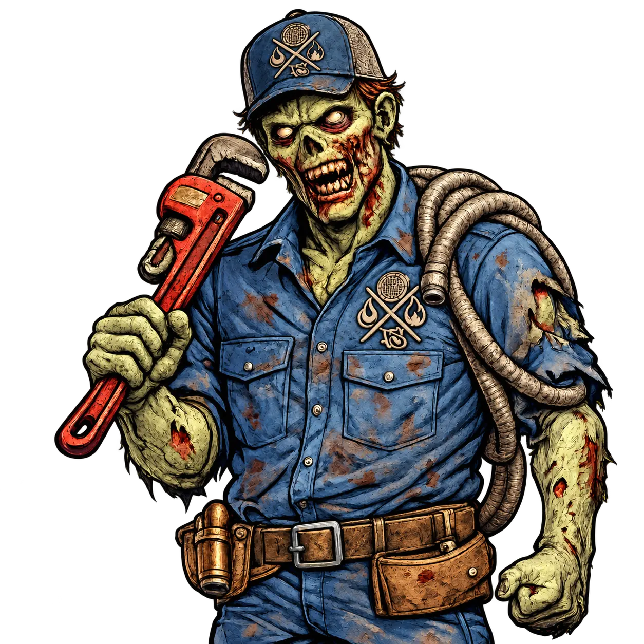 Trade Secrets zombie plumber mascot