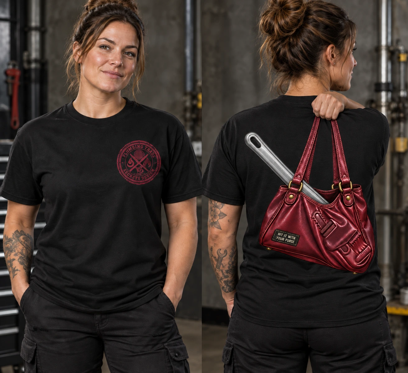 Hit It With Your Purse shirt shown from the front and back